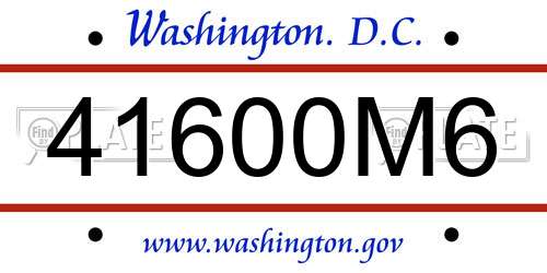 41600M6 District Of Columbia License Plate