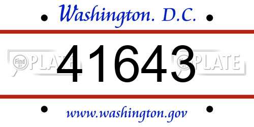 41643 District Of Columbia License Plate