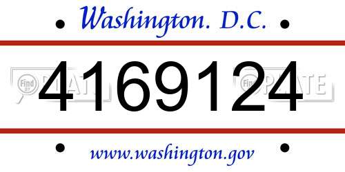 4169124 District Of Columbia License Plate