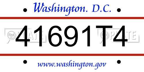 41691T4 District Of Columbia License Plate