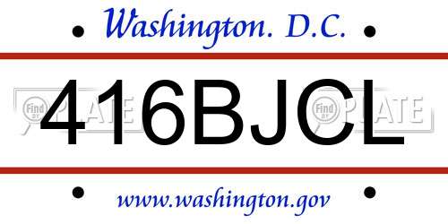 416BJCL District Of Columbia License Plate