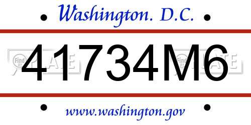 41734M6 District Of Columbia License Plate