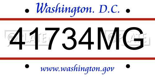 41734MG District Of Columbia License Plate
