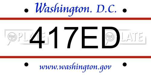 417ED District Of Columbia License Plate