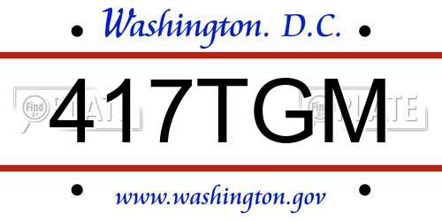 417TGM District Of Columbia License Plate