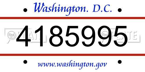 4185995 District Of Columbia License Plate