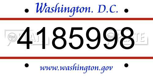 4185998 District Of Columbia License Plate