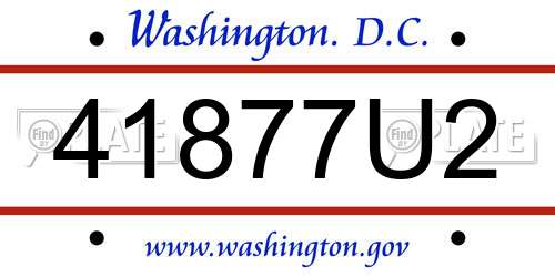 41877U2 District Of Columbia License Plate
