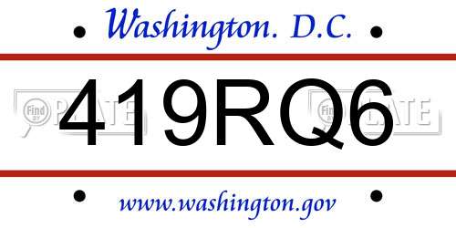 419RQ6 District Of Columbia License Plate