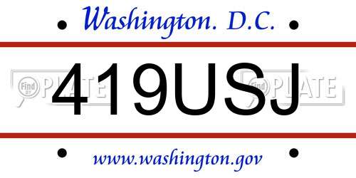 419USJ District Of Columbia License Plate