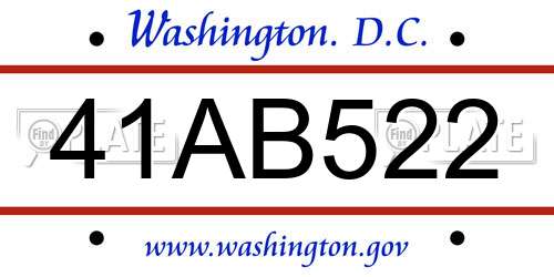 41AB522 District Of Columbia License Plate