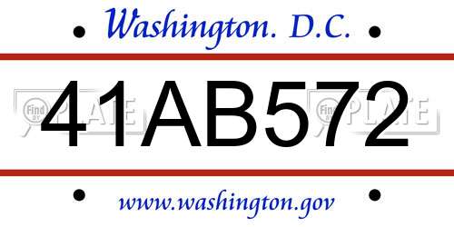 41AB572 District Of Columbia License Plate
