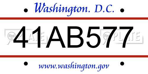 41AB577 District Of Columbia License Plate