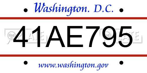 41AE795 District Of Columbia License Plate