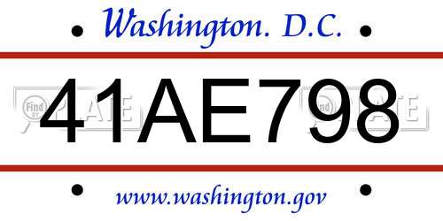 41AE798 District Of Columbia License Plate