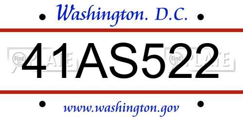 41AS522 District Of Columbia License Plate