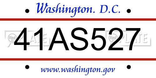 41AS527 District Of Columbia License Plate