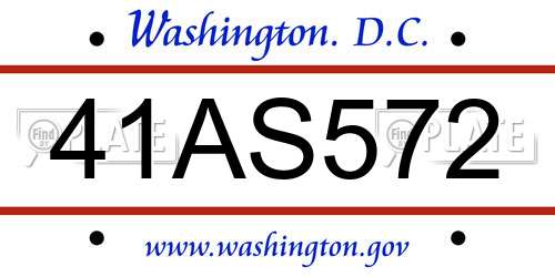 41AS572 District Of Columbia License Plate