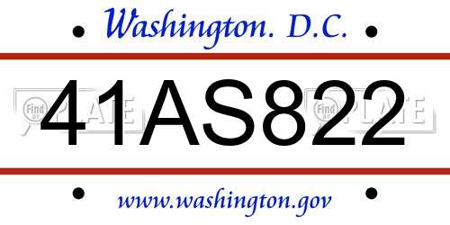 41AS822 District Of Columbia License Plate