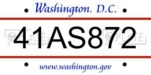 41AS872 District Of Columbia License Plate