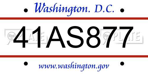 41AS877 District Of Columbia License Plate