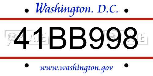 41BB998 District Of Columbia License Plate