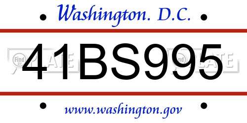 41BS995 District Of Columbia License Plate