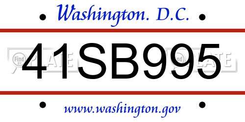 41SB995 District Of Columbia License Plate