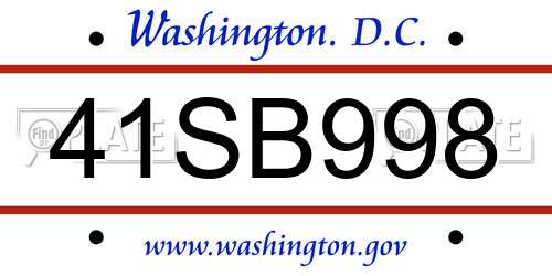 41SB998 District Of Columbia License Plate