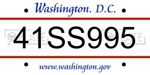 41SS995 District Of Columbia License Plate