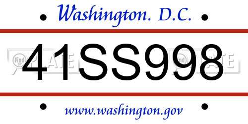 41SS998 District Of Columbia License Plate
