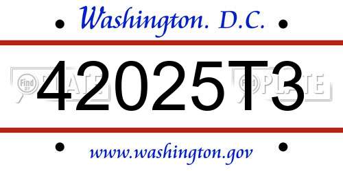 42025T3 District Of Columbia License Plate