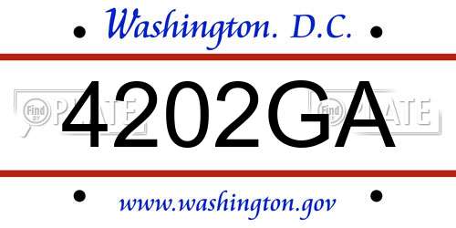 4202GA District Of Columbia License Plate