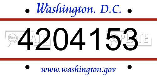 4204153 District Of Columbia License Plate