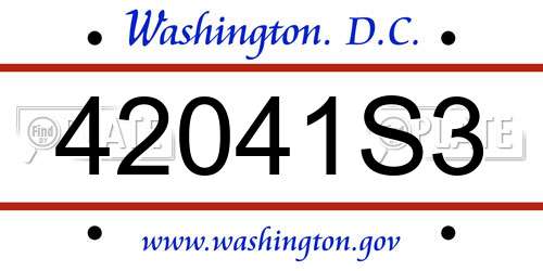 42041S3 District Of Columbia License Plate