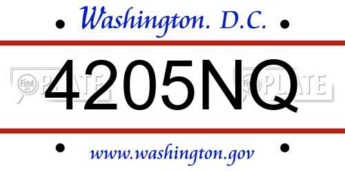 4205NQ District Of Columbia License Plate