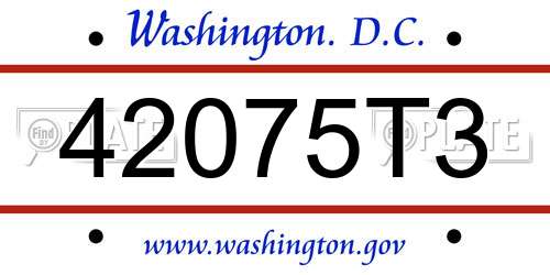 42075T3 District Of Columbia License Plate