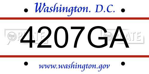 4207GA District Of Columbia License Plate