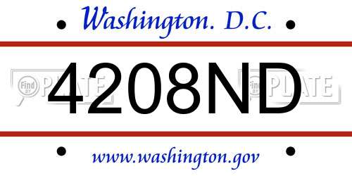 4208ND District Of Columbia License Plate