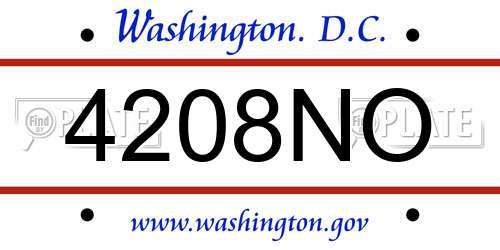 4208NO District Of Columbia License Plate