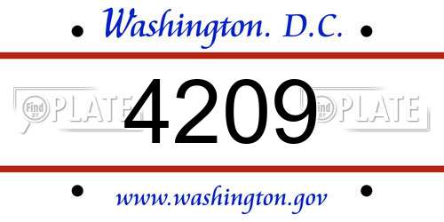 4209 District Of Columbia License Plate