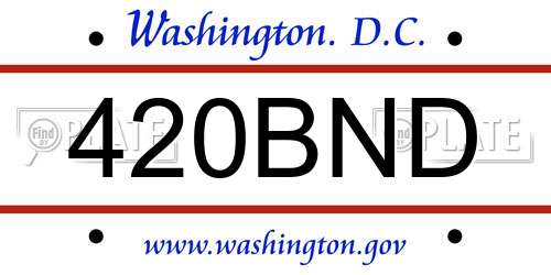 420BND District Of Columbia License Plate