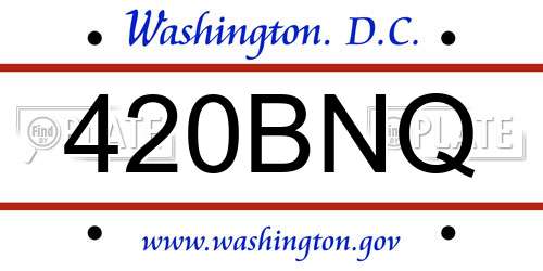 420BNQ District Of Columbia License Plate