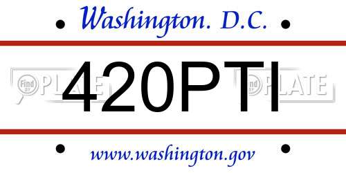 420PTI District Of Columbia License Plate