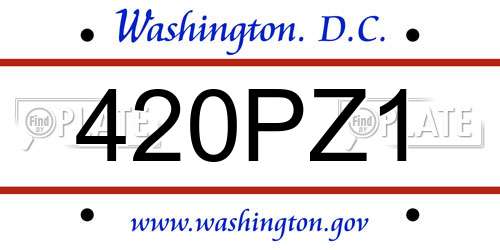 420PZ1 District Of Columbia License Plate
