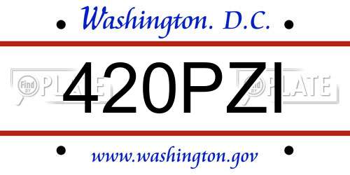 420PZI District Of Columbia License Plate