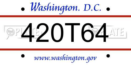 420T64 District Of Columbia License Plate