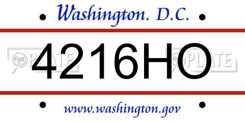 4216HO District Of Columbia License Plate