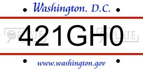 421GH0 District Of Columbia License Plate