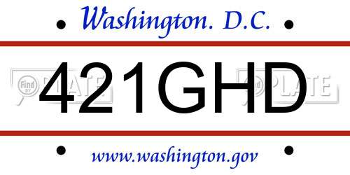 421GHD District Of Columbia License Plate